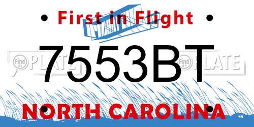 7553BT North Carolina License Plate