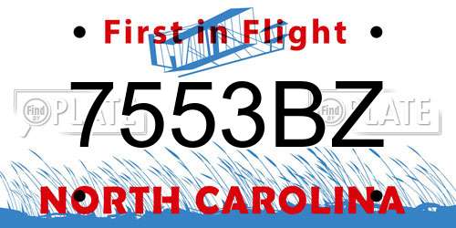 7553BZ North Carolina License Plate