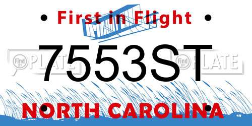 7553ST North Carolina License Plate