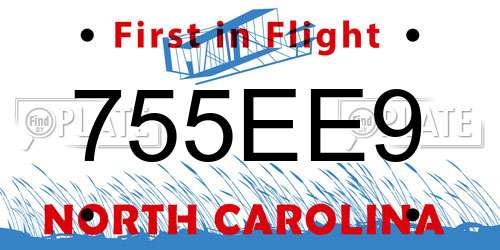 755EE9 North Carolina License Plate