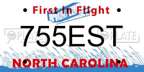 755EST North Carolina License Plate