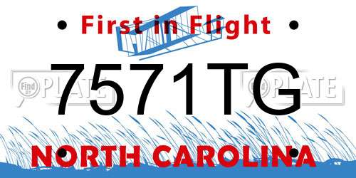 7571TG North Carolina License Plate