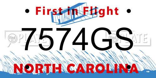 7574GS North Carolina License Plate