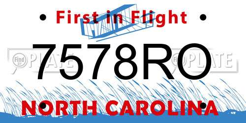 7578RO North Carolina License Plate