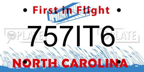 757IT6 North Carolina License Plate
