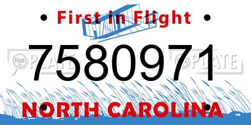 7580971 North Carolina License Plate
