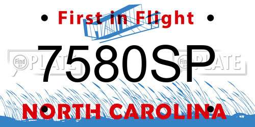 7580SP North Carolina License Plate