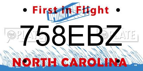 758EBZ North Carolina License Plate