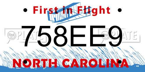 758EE9 North Carolina License Plate