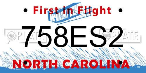 758ES2 North Carolina License Plate