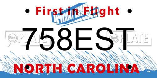 758EST North Carolina License Plate