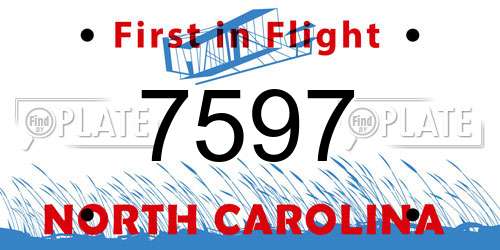 7597 North Carolina License Plate