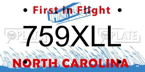 759XLL North Carolina License Plate
