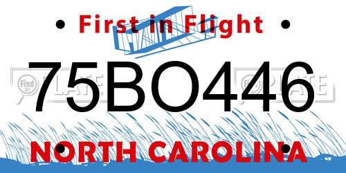 75BO446 North Carolina License Plate