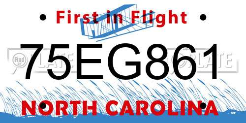 75EG861 North Carolina License Plate
