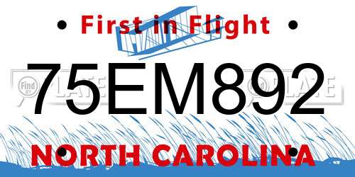 75EM892 North Carolina License Plate