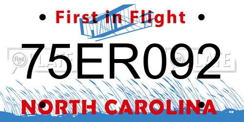 75ER092 North Carolina License Plate