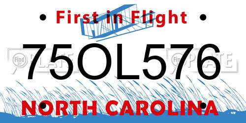 75OL576 North Carolina License Plate
