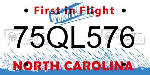 75QL576 North Carolina License Plate
