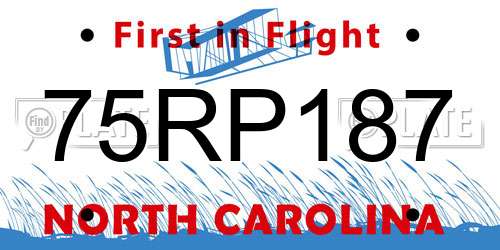75RP187 North Carolina License Plate