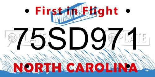 75SD971 North Carolina License Plate