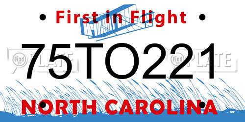 75TO221 North Carolina License Plate