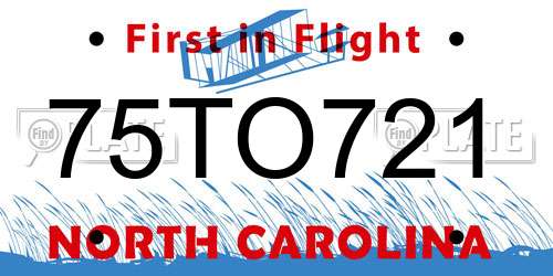 75TO721 North Carolina License Plate