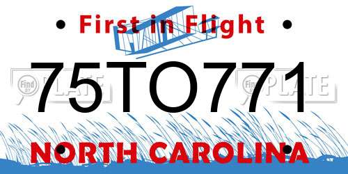 75TO771 North Carolina License Plate