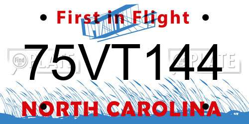 75VT144 North Carolina License Plate