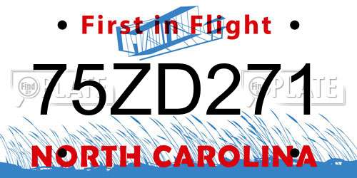 75ZD271 North Carolina License Plate