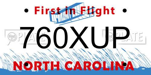 760XUP North Carolina License Plate
