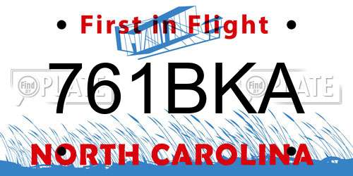761BKA North Carolina License Plate