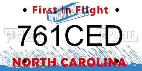 761CED North Carolina License Plate