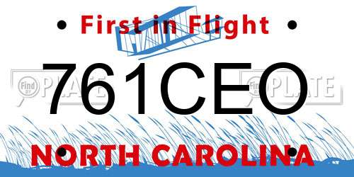 761CEO North Carolina License Plate