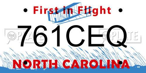 761CEQ North Carolina License Plate