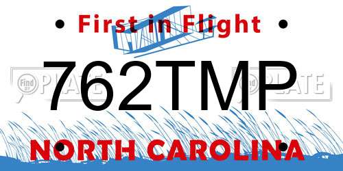 762TMP North Carolina License Plate