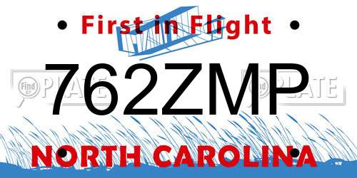 762ZMP North Carolina License Plate