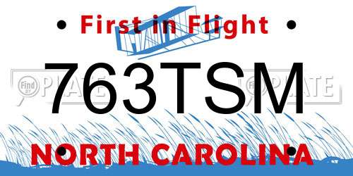763TSM North Carolina License Plate