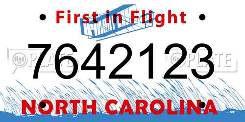 7642123 North Carolina License Plate