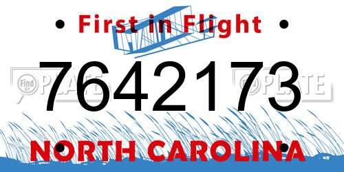 7642173 North Carolina License Plate