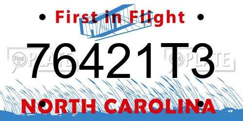76421T3 North Carolina License Plate