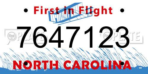 7647123 North Carolina License Plate