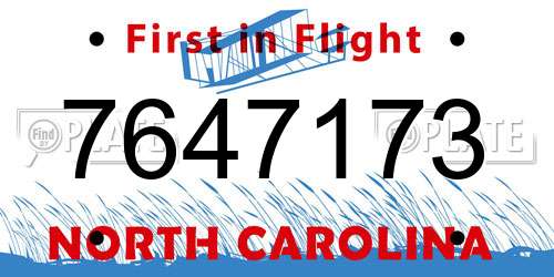 7647173 North Carolina License Plate