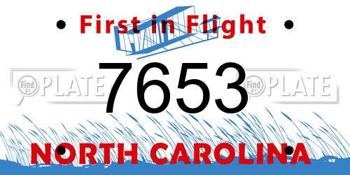 7653 North Carolina License Plate
