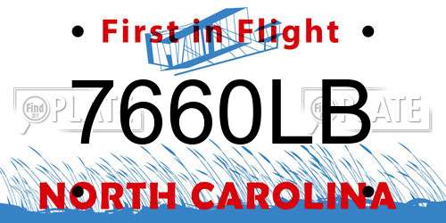 7660LB North Carolina License Plate