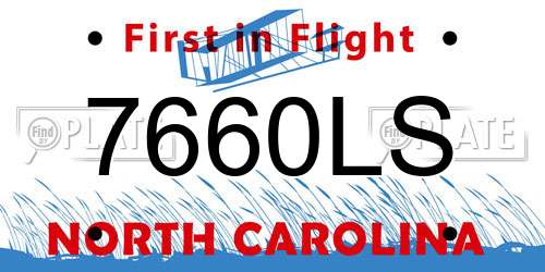 7660LS North Carolina License Plate