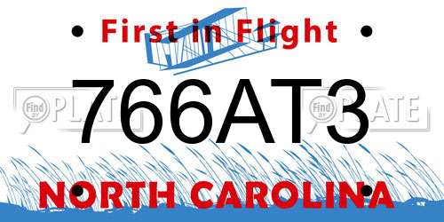 766AT3 North Carolina License Plate