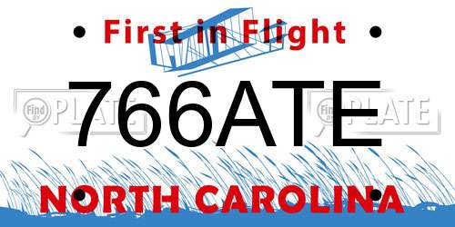 766ATE North Carolina License Plate