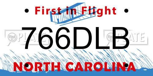 766DLB North Carolina License Plate
