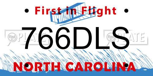 766DLS North Carolina License Plate
